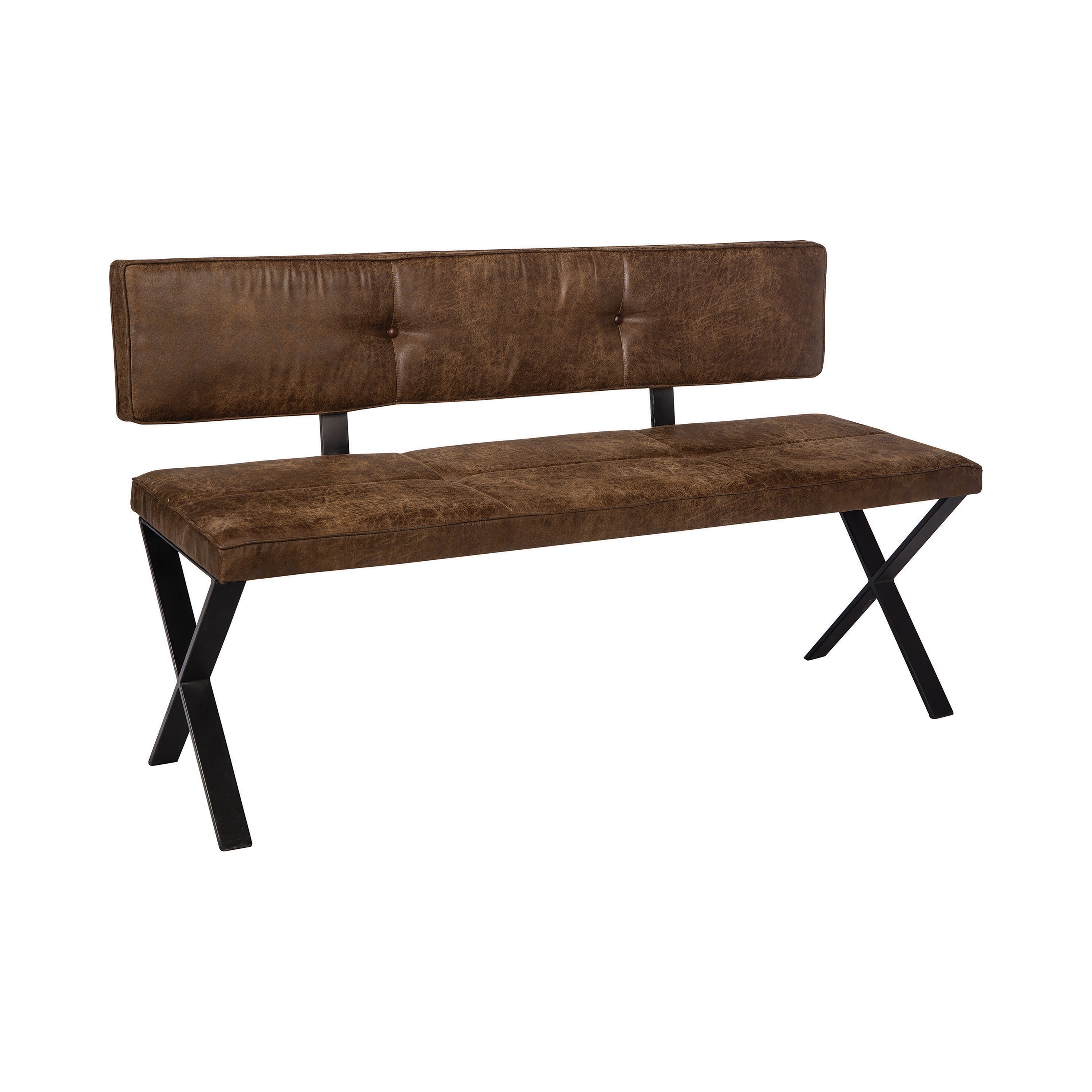 Abbott Upholstered Dining Bench Antique Brown and Matte Black