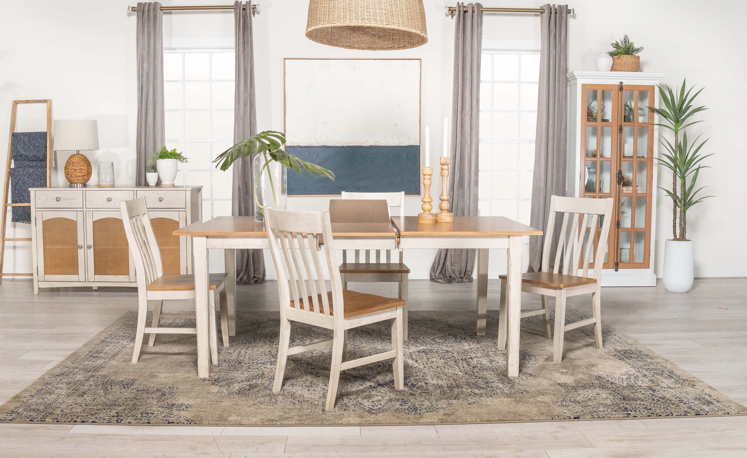 Kirby Rectangular Dining Table with Butterfly Leaf Natural and Rustic Off White