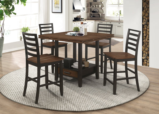 Sanford 5-piece Round Counter Dining Set Cinnamon and Espresso