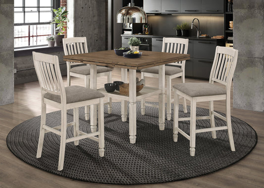 Sarasota 5-piece Round Counter Dining Set Nutmeg and Rustic Cream