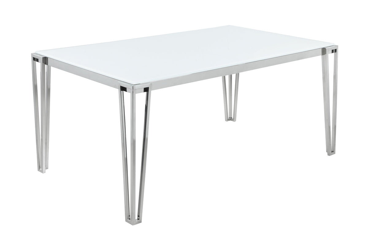 Pauline Rectangular Dining Table with Metal Leg White and Chrome