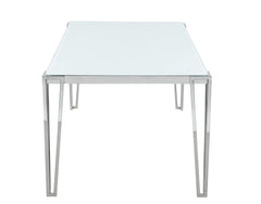 Pauline Rectangular Dining Table with Metal Leg White and Chrome