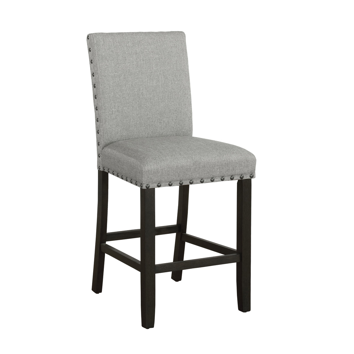 Kentfield Solid Back Upholstered Counter Height Stools Grey and Antique Noir (Set of 2)