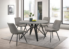 Neil Round Wood Top Dining Table Concrete and Black