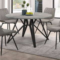 Neil Round Wood Top Dining Table Concrete and Black