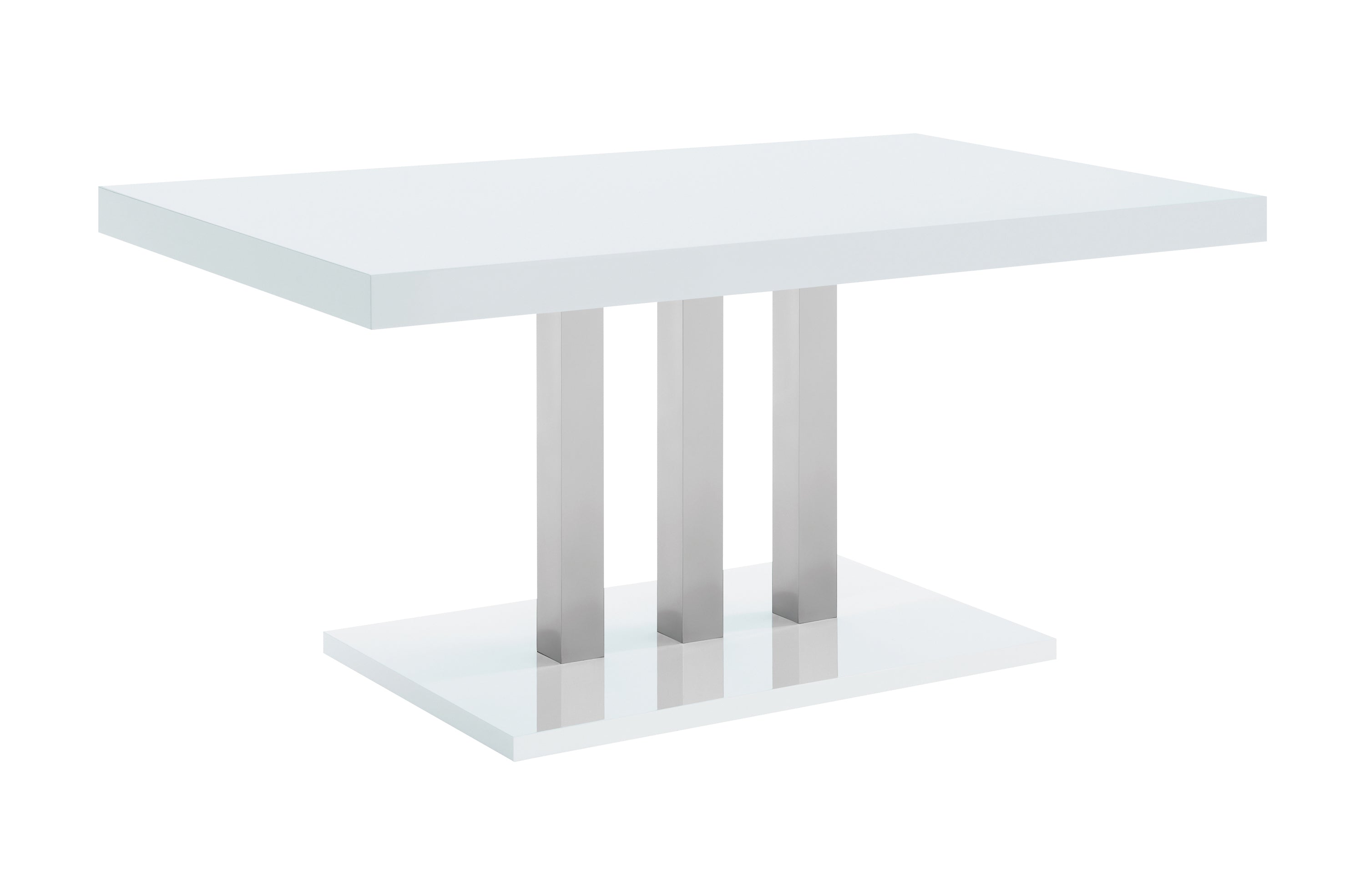 Brooklyn Rectangular Dining Table White High Gloss and Chrome