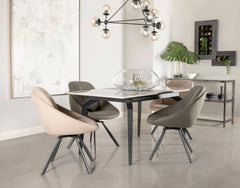 Mina Rectangular Dining Table Grey Ceramic and Sandy Black