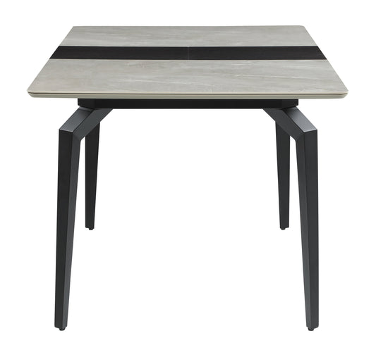 Mina Rectangular Dining Table Grey Ceramic and Sandy Black