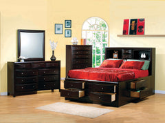 Phoenix Bedroom Set with Bookcase Headboard Deep Cappuccino