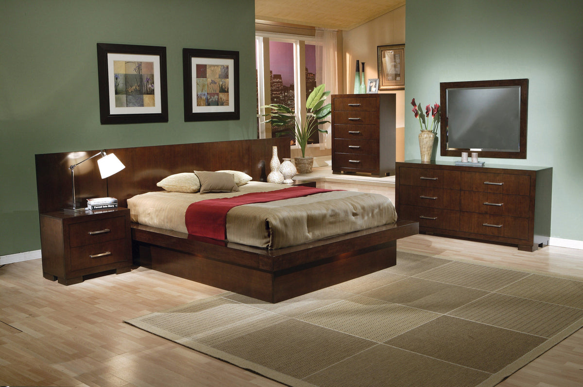 Jessica Bedroom Set with Nightstand Panels Cappuccino