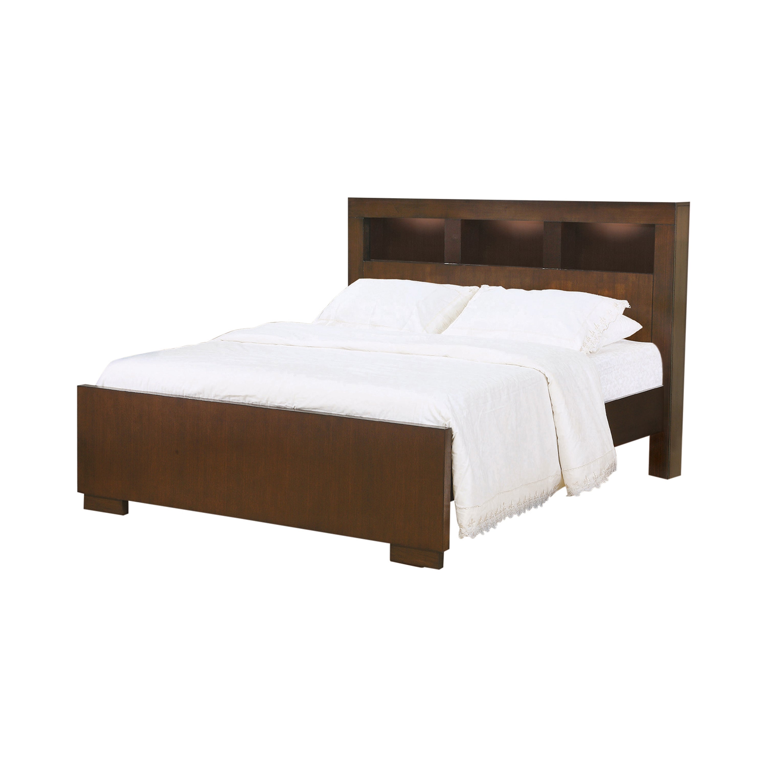 Jessica Bedroom Set with Bookcase Headboard Cappuccino