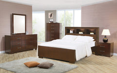 Jessica Bedroom Set with Bookcase Headboard Cappuccino