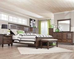 Franco Queen Storage Bed Burnished Oak