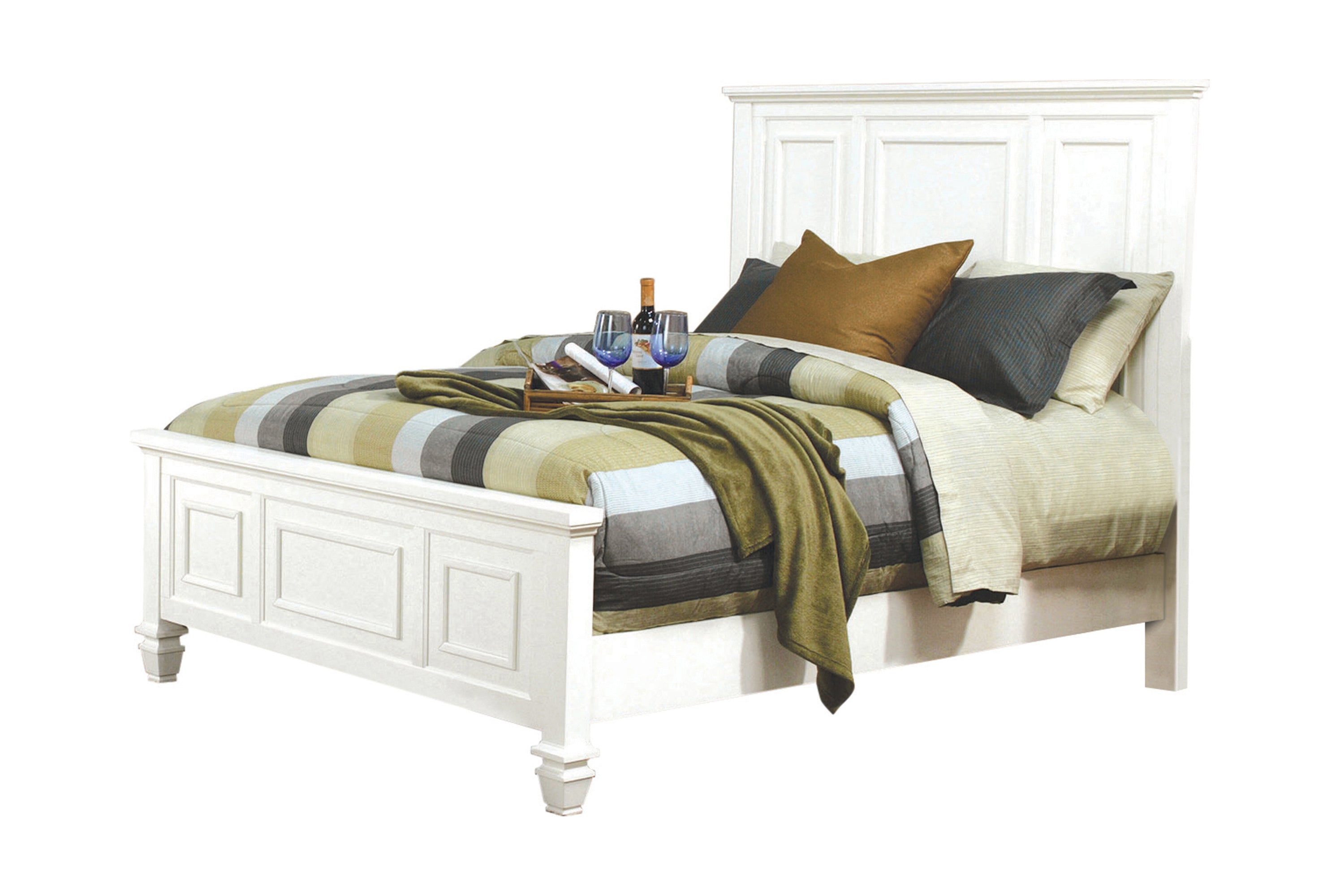 Sandy Beach California King Panel Bed with High Headboard White