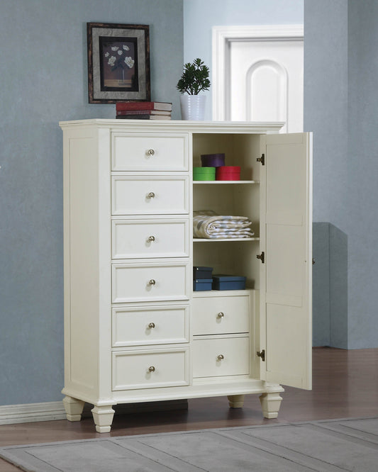 Sandy Beach 8-drawer Mans Chest Storage White