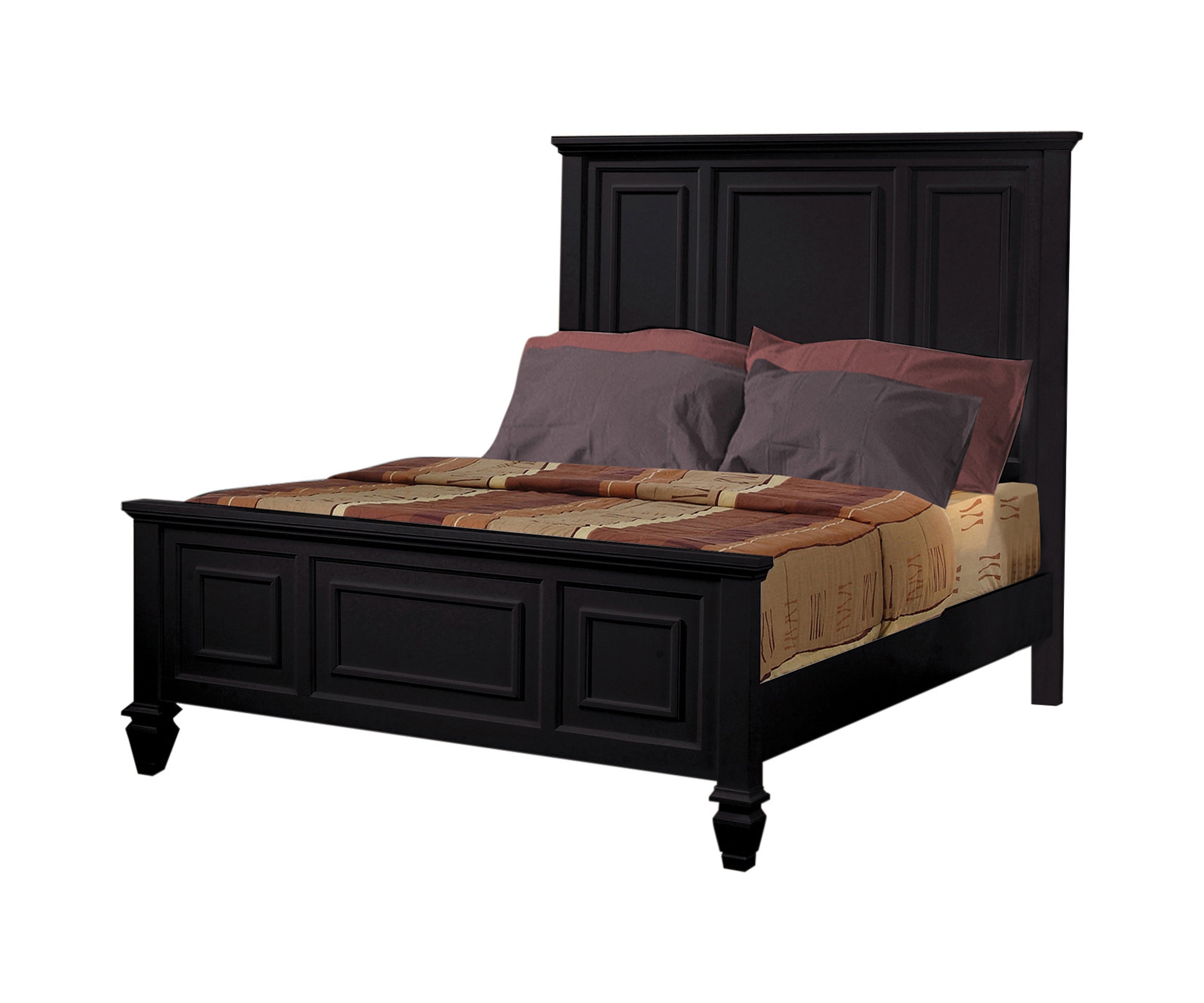 Sandy Beach California King Panel Bed with High Headboard Black