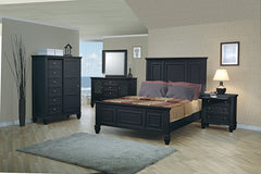 Sandy Beach California King Panel Bed with High Headboard Black