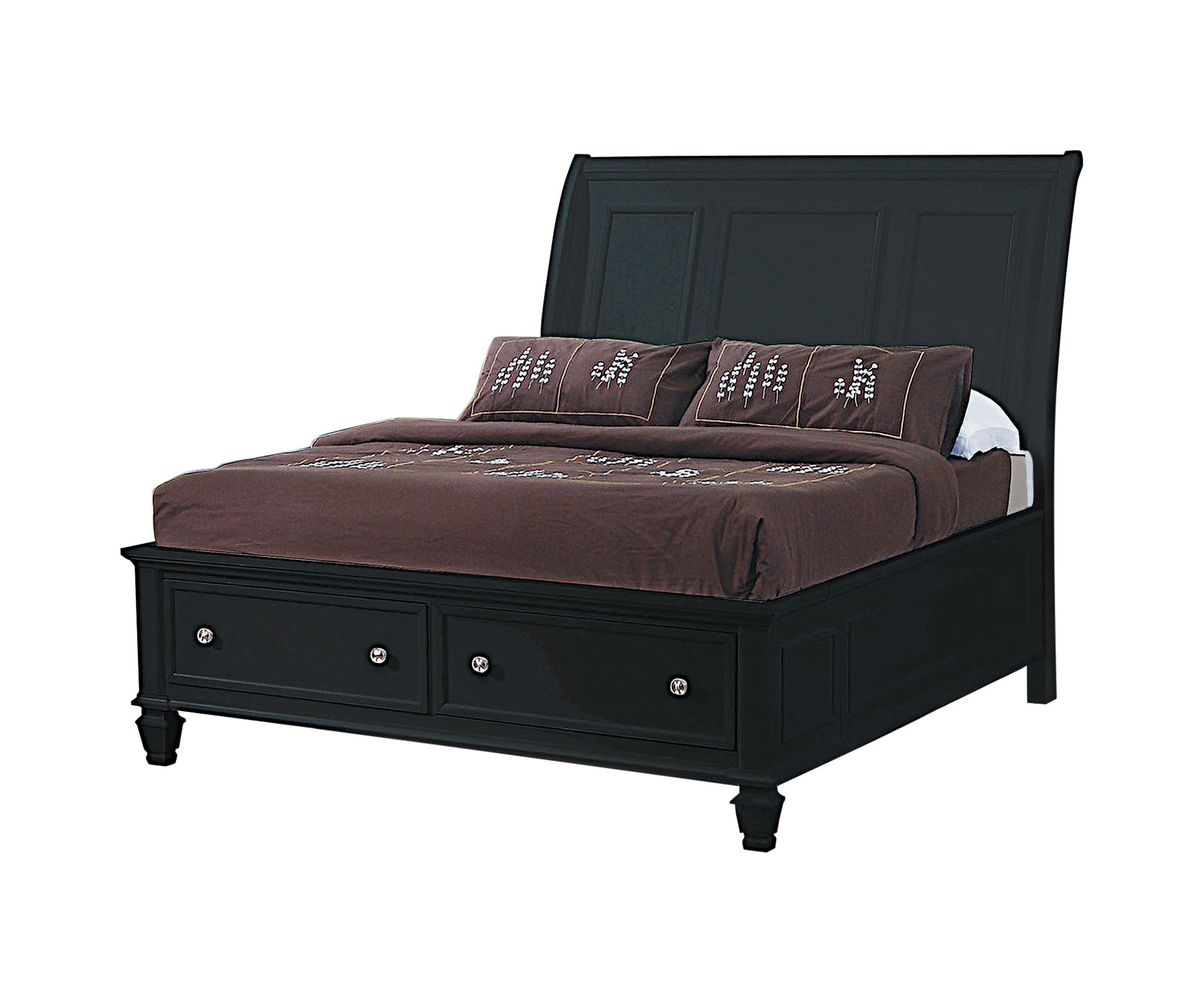 Sandy Beach Eastern King Storage Sleigh Bed Black