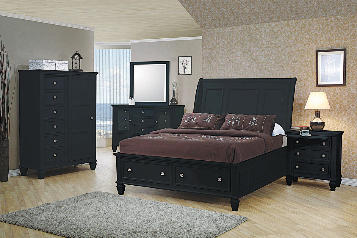 Sandy Beach Storage Bedroom Set with Sleigh Headboard