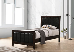 Carlton Twin Upholstered Panel Bed Cappuccino and Black