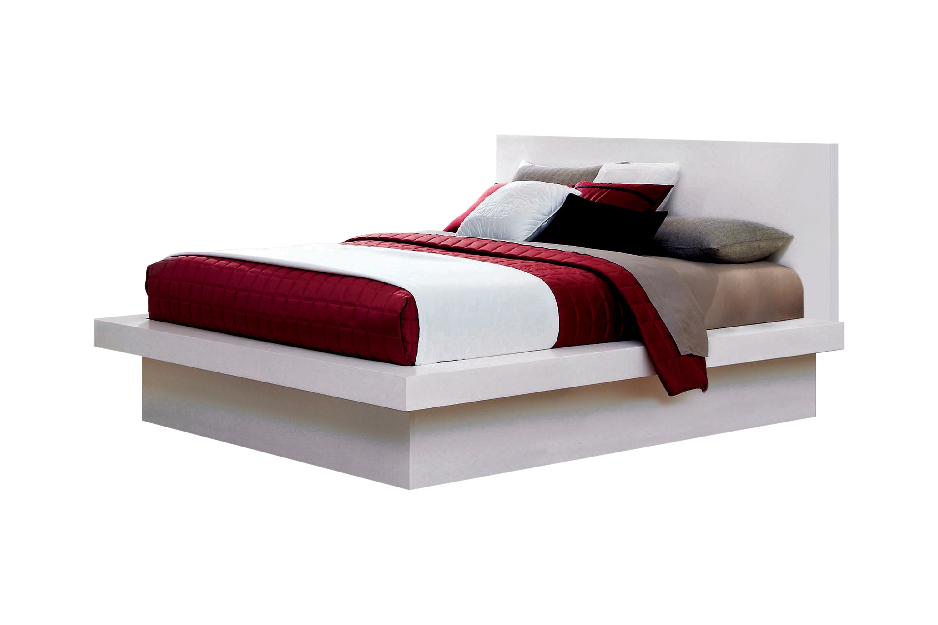 Jessica Eastern King Platform Bed with Rail Seating White