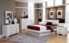 Jessica Queen Platform Bed with Rail Seating White