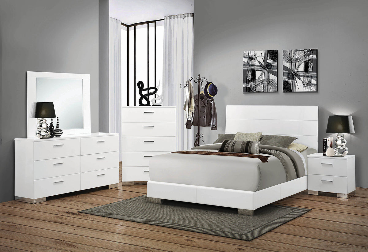 Felicity Panel Bedroom Set Glossy White