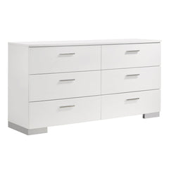 Felicity 6-drawer Dresser Glossy White