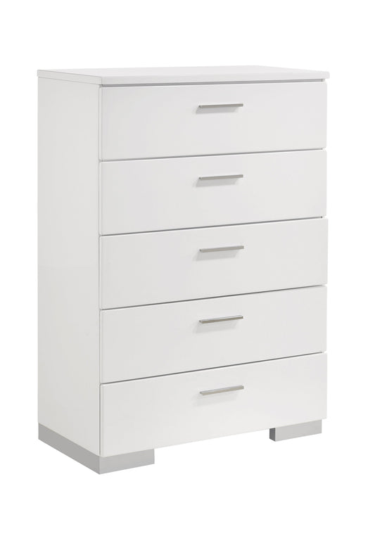 Felicity 5-drawer Chest Glossy White