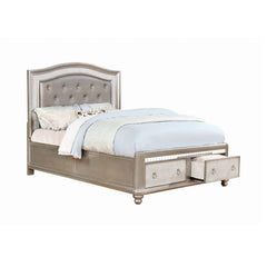 Bling Game Upholstered Storage Eastern King Bed Metallic Platinum