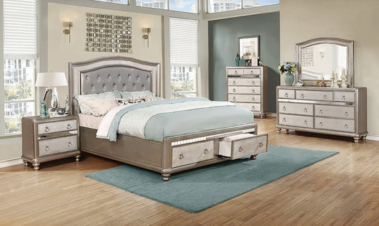 Bling Game Storage Bedroom Set Metallic Platinum