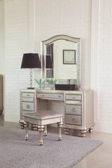 Bling Game 9-drawer Vanity Desk Metallic Platinum