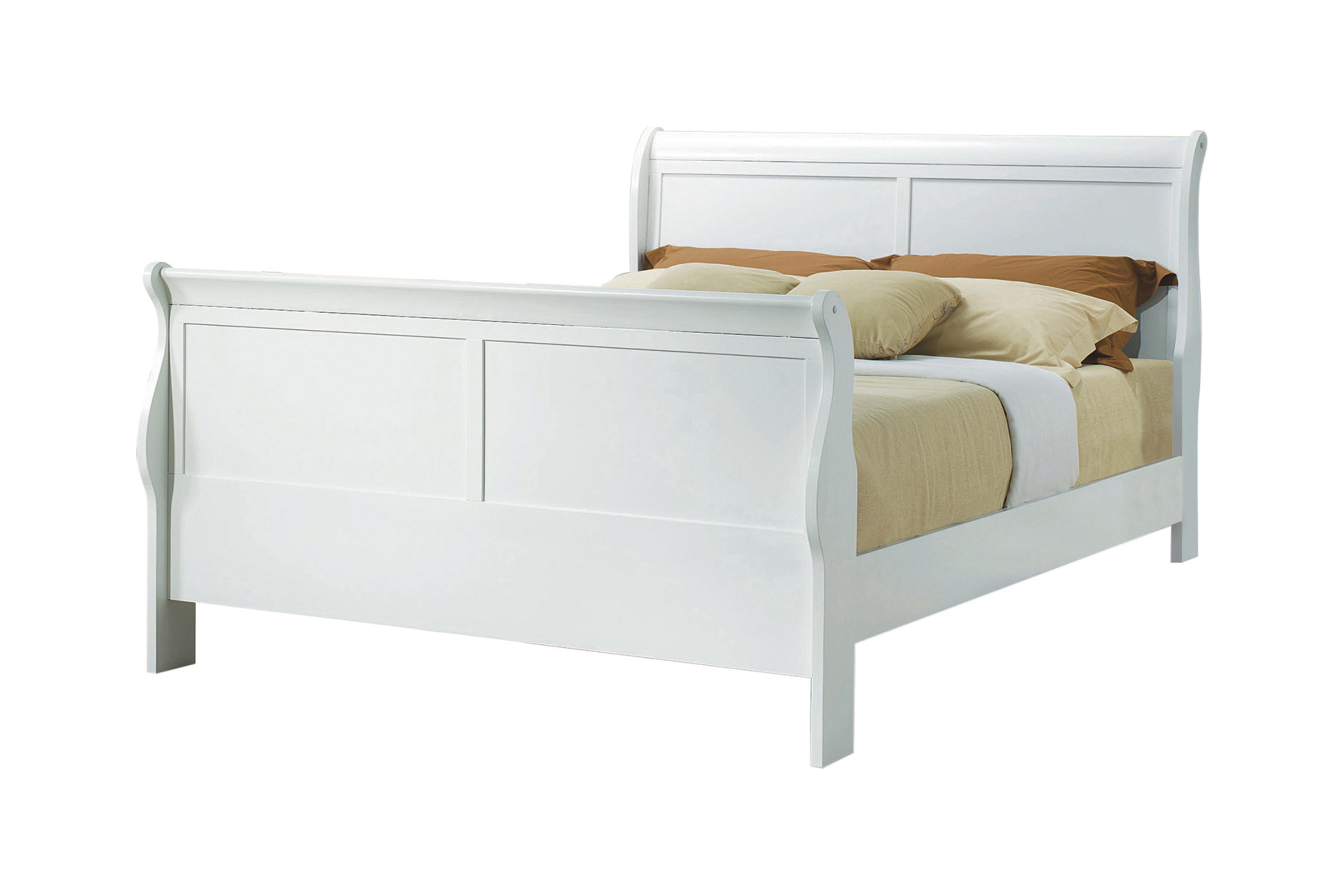 Louis Philippe Queen Sleigh Panel Bed White