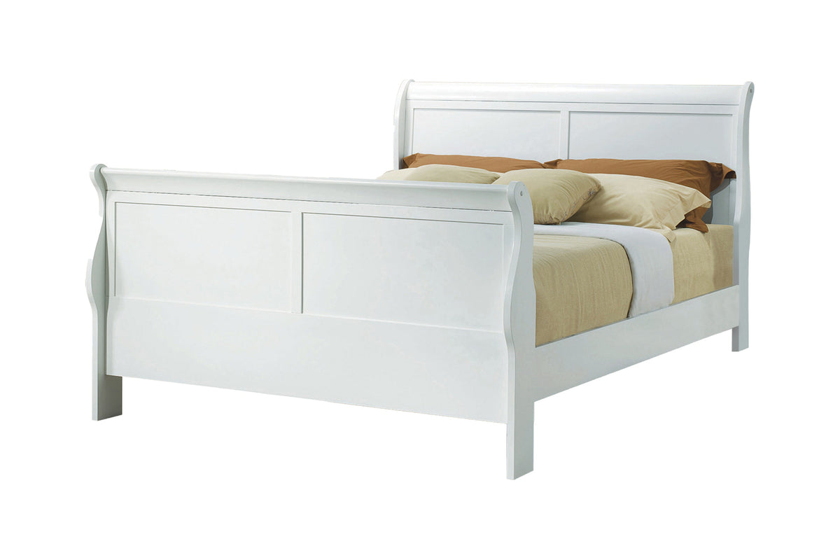 Louis Philippe Twin Sleigh Panel Bed White