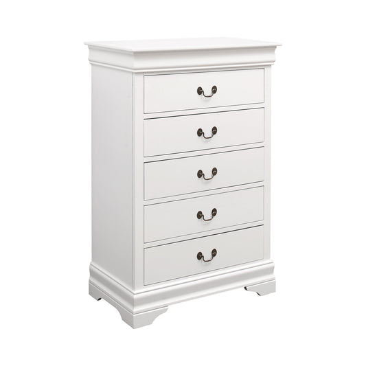 Louis Philippe 5-drawer Chest White