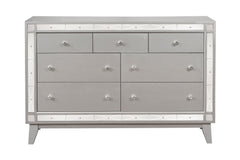 Leighton Full Panel Bed with Mirrored Accents Mercury Metallic