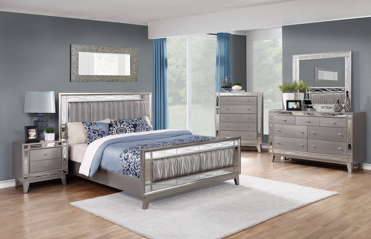 Leighton Bedroom Set Metallic Mercury