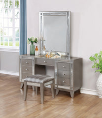 Leighton Vanity Desk and Stool Metallic Mercury