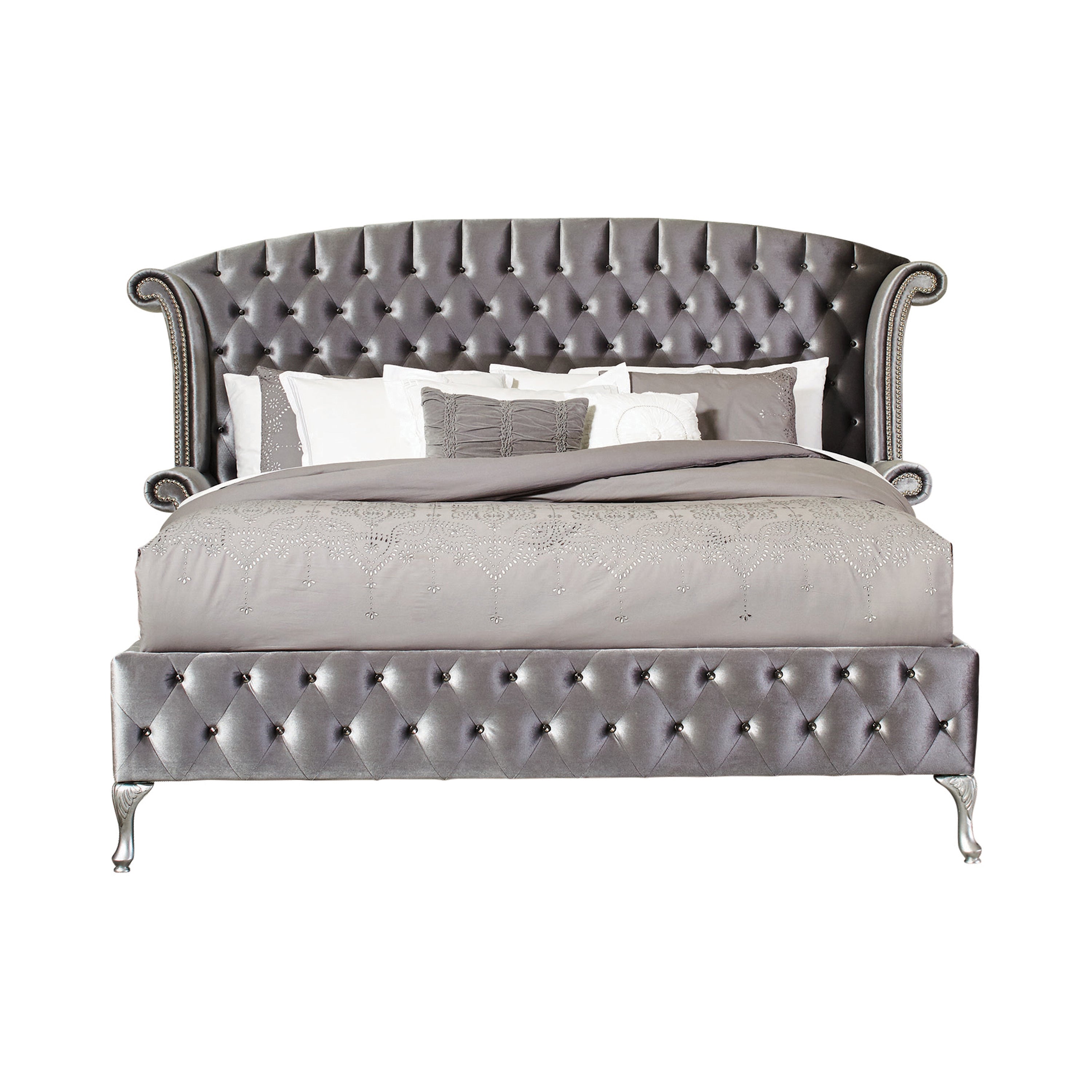 Deanna Eastern King Tufted Upholstered Bed Grey