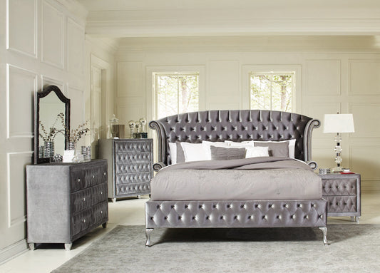 Deanna Upholstered Tufted Bedroom Set Grey