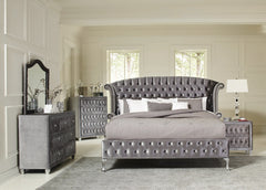 Deanna Eastern King Tufted Upholstered Bed Grey