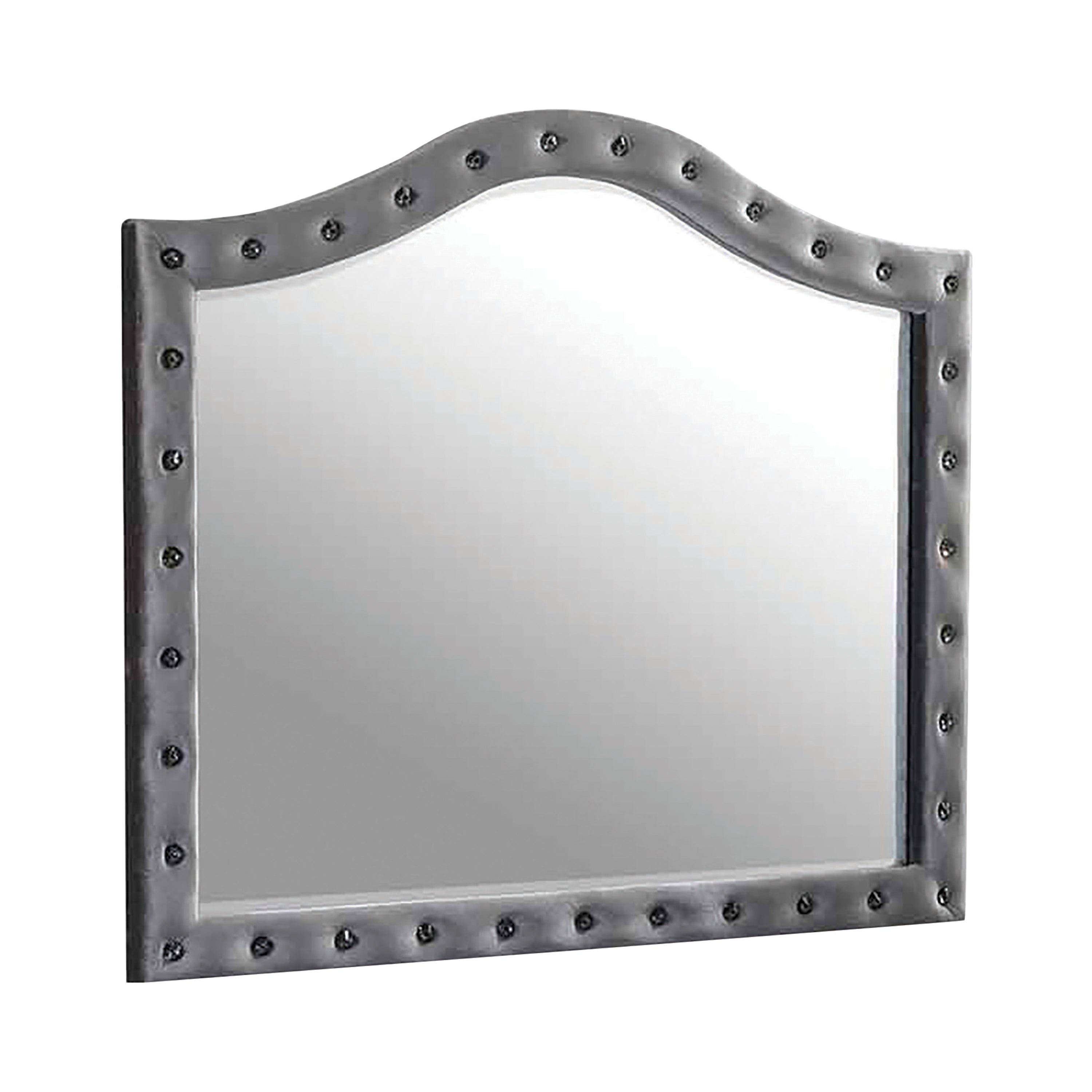 Deanna Button Tufted Mirror Grey