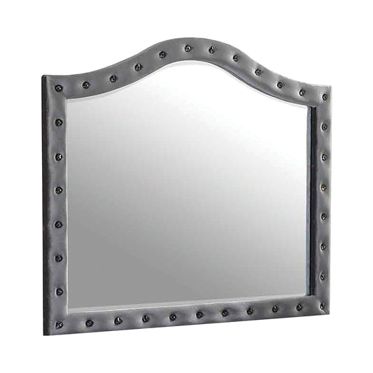 Deanna Button Tufted Mirror Grey