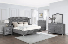 Deanna Button Tufted Mirror Grey