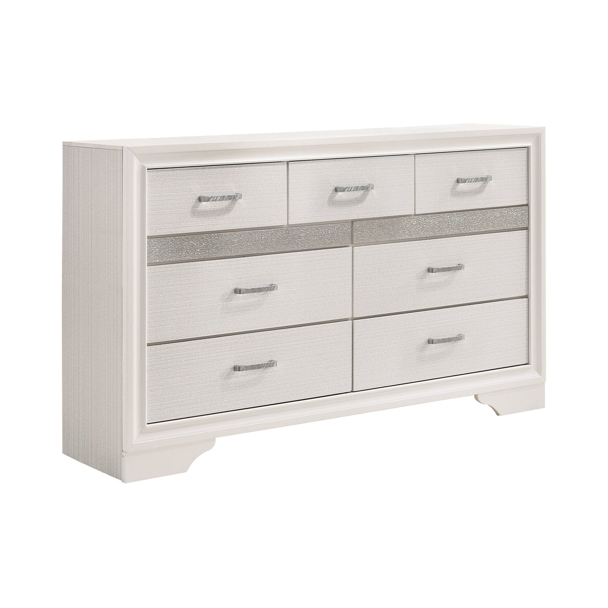 Miranda 7-drawer Dresser White and Rhinestone