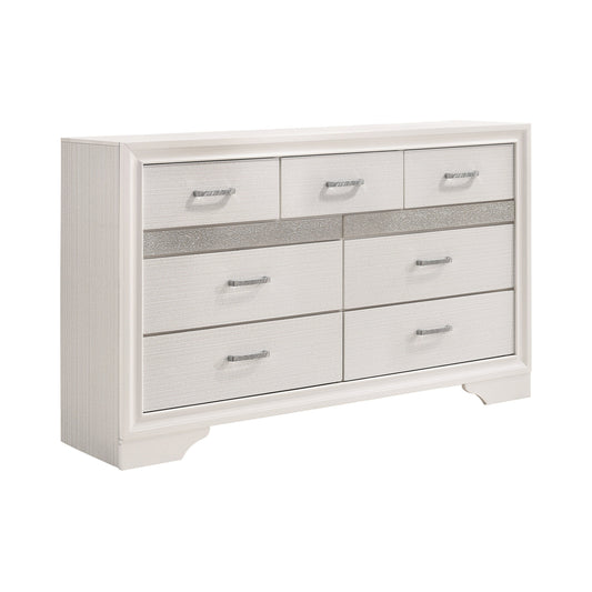 Miranda 7-drawer Dresser White and Rhinestone