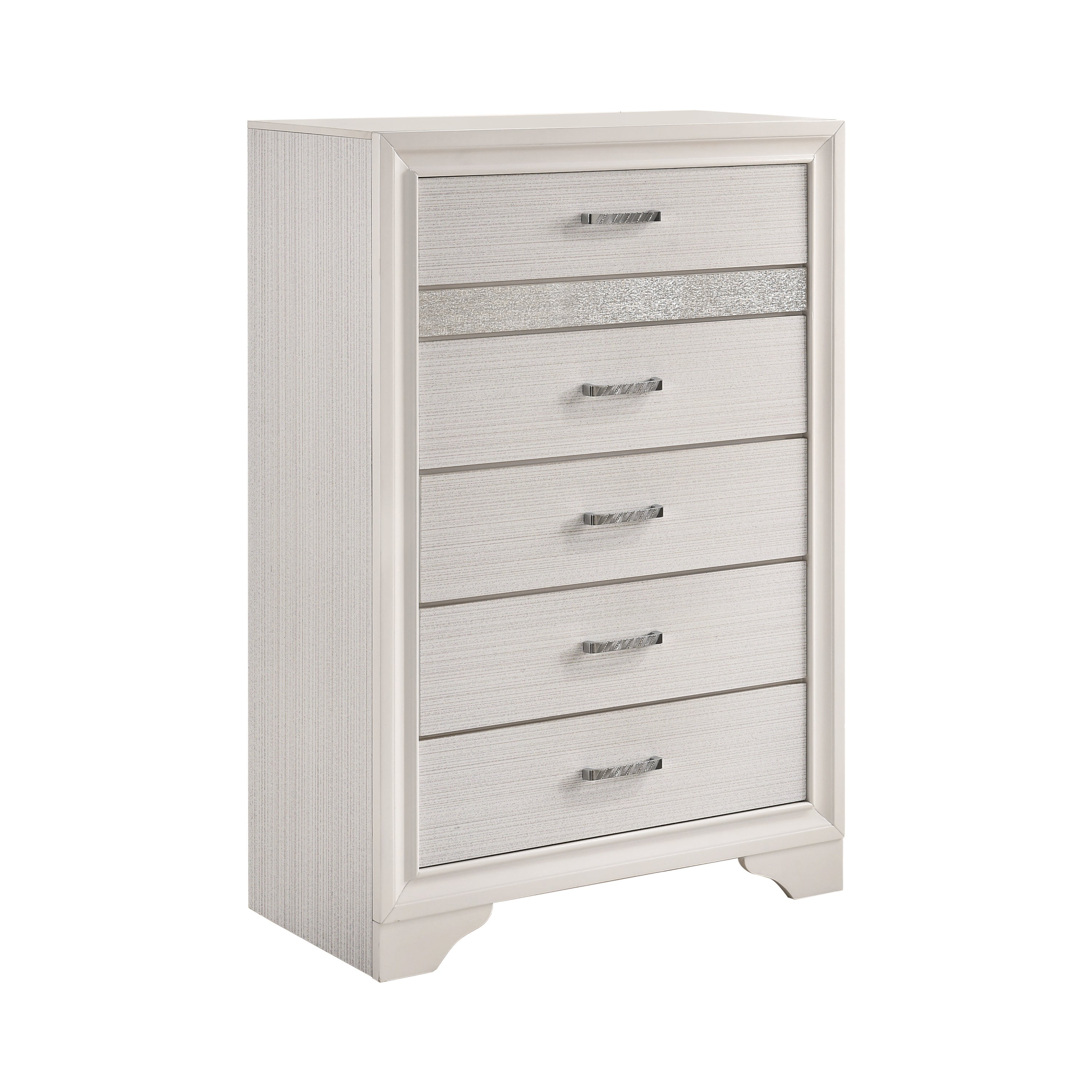 Miranda 5-drawer Chest White and Rhinestone