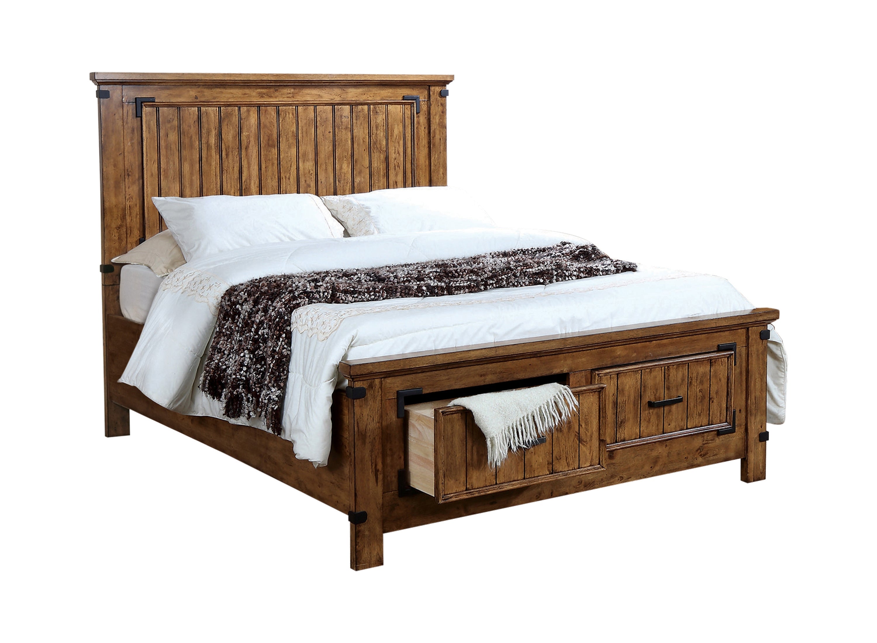 Brenner California King Storage Bed Rustic Honey