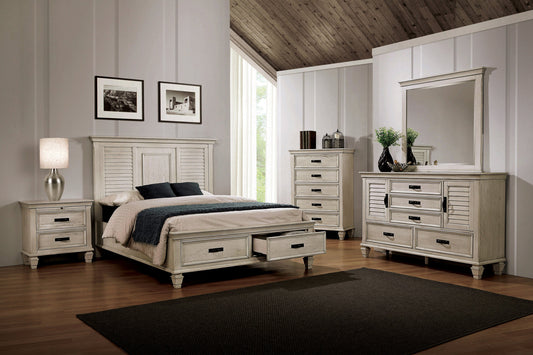 Franco 5-piece Eastern King Storage Bedroom Set Antique White