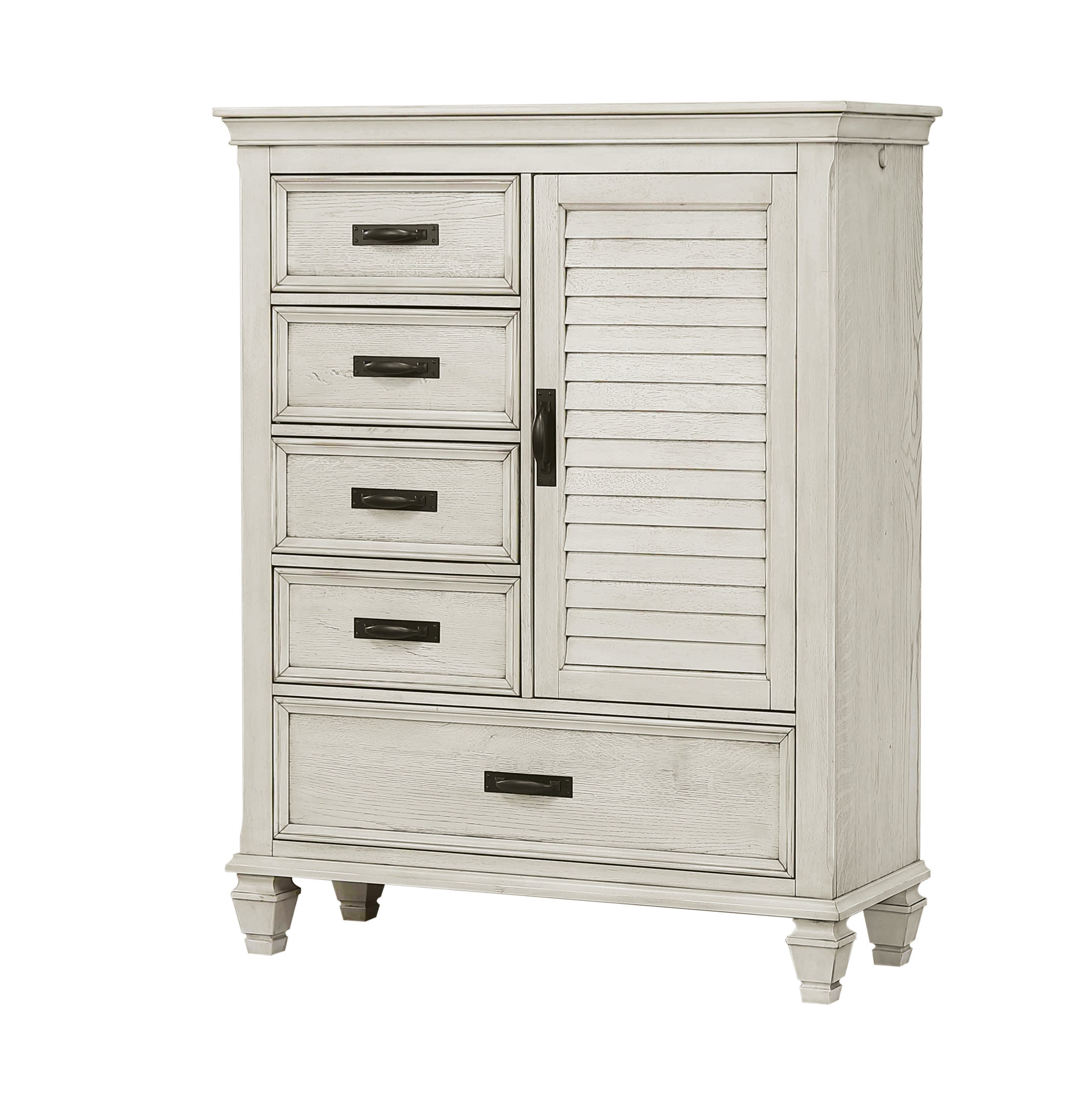 Franco 5-drawer Door Chest Antique White